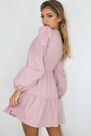 Missguided - Mauve Puff Sleeve Crew Neck Tiered Smock Dress Missguided - Mauve Puff Sleeve Crew Neck Tiered Smock Dress