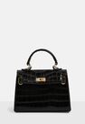 Missguided - Black Black Croc Mini Handbag Missguided - Black Black Croc Mini Handbag