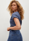 Mango - Open Blue Frayed Hem Culotte Jeans, Women Mango - Open Blue Frayed Hem Culotte Jeans, Women