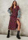 Missguided - Black Floral Half Button Midi Tea Dress Missguided - Black Floral Half Button Midi Tea Dress