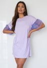 Missguided - Lilac Organza Sleeve T Shirt Dress Missguided - Lilac Organza Sleeve T Shirt Dress
