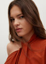 Mango - medium orange Asymmetric neckline blouse, Women Mango - medium orange Asymmetric neckline blouse, Women