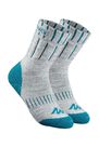 QUECHUA - Kids’ mid warm hiking socks sh100 warm x 2 pairs - grey blue QUECHUA - Kids’ mid warm hiking socks sh100 warm x 2 pairs - grey blue