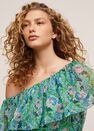 Mango - green Ruffle printed dress, Women Mango - green Ruffle printed dress, Women