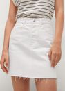 Mango - white Denim miniskirt with frayed hem, Women Mango - white Denim miniskirt with frayed hem, Women