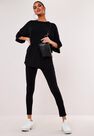 Missguided - Black Black Ribbed Oversized T Shirt And Leggings Co Ord Set Missguided - Black Black Ribbed Oversized T Shirt And Leggings Co Ord Set