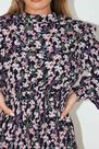 Missguided - Black Floral Shoulder Pad Midi Dress Missguided - Black Floral Shoulder Pad Midi Dress