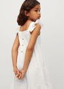 Mango - Natural White Broderie Anglaise Ruffled Dress, Kids Girl Mango - Natural White Broderie Anglaise Ruffled Dress, Kids Girl