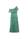 Mango - green Ruffle printed dress, Women Mango - green Ruffle printed dress, Women