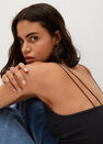 Mango - black Ribbed crop top, Women Mango - black Ribbed crop top, Women