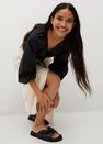 Mango - black Cotton blouse with ruched detail Mango - black Cotton blouse with ruched detail