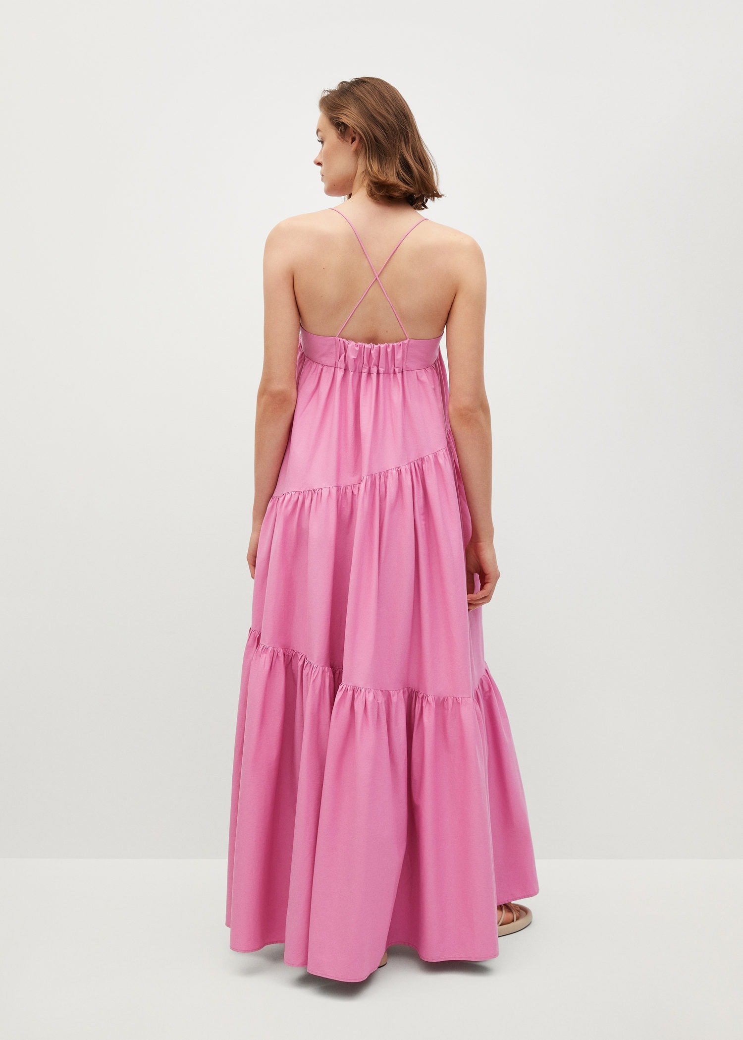 Shop Mango pink Maxi ruffles dress, Women | Azadea UAE