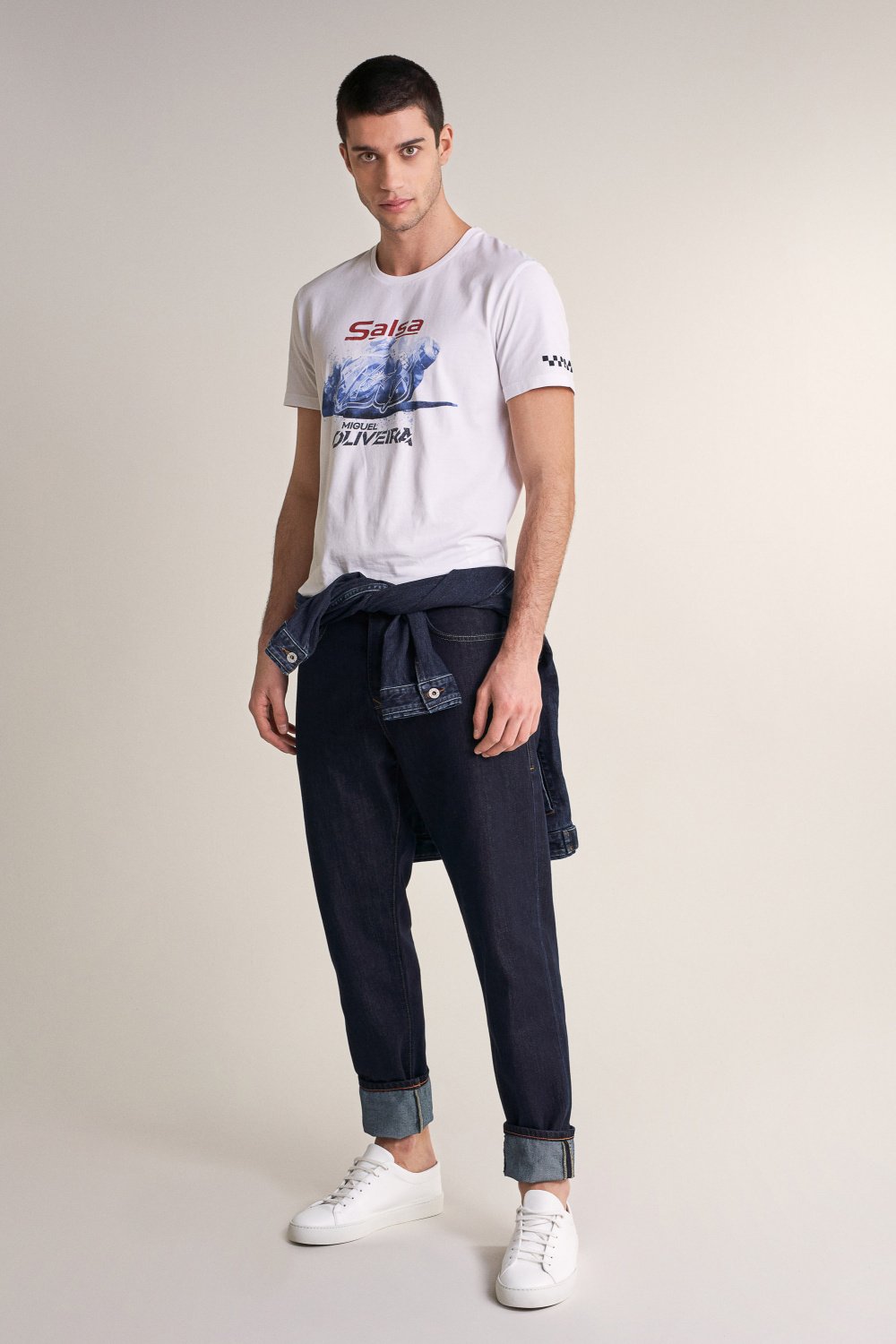 Shop Salsa Jeans Blue Dark Spartan tapered jeans Miguel ...